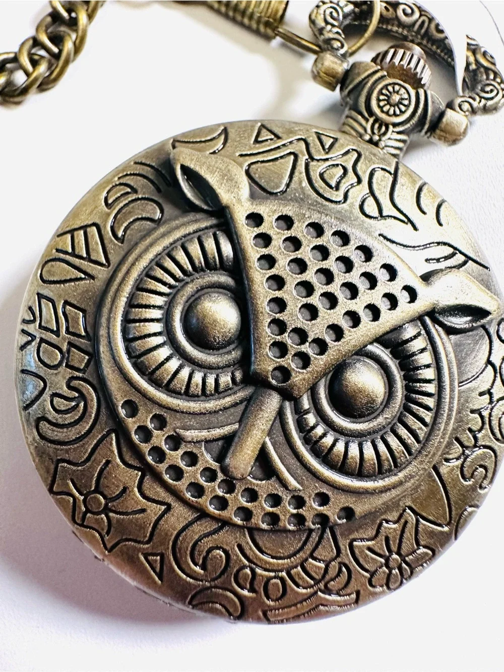 INVICTA NOCTURNAL Owl Pocket Watch w/Chain NWT/Box UNTESTED